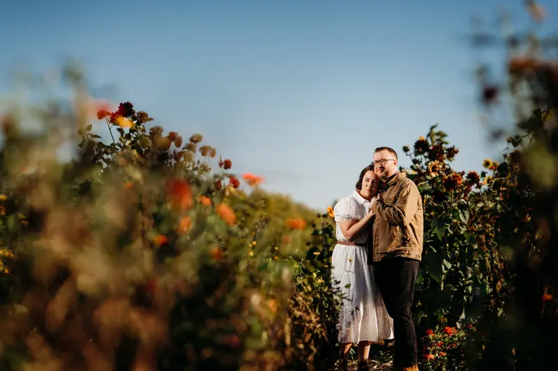 Engagement session with cinematic composition