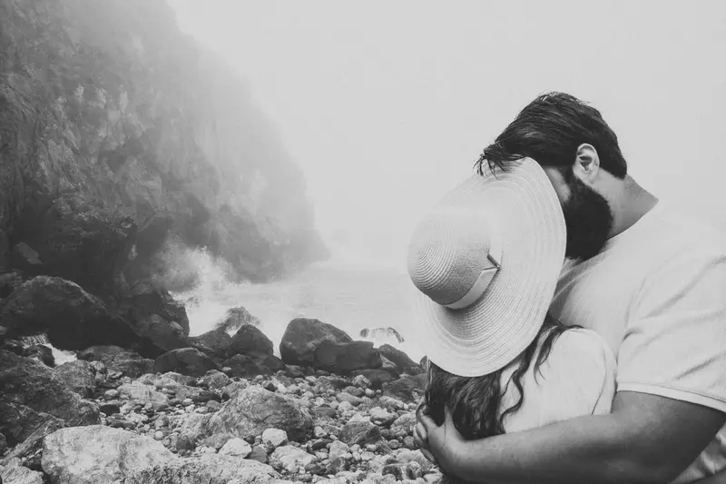 Wedding portrait at Big Sur, dramatic coastal scenery