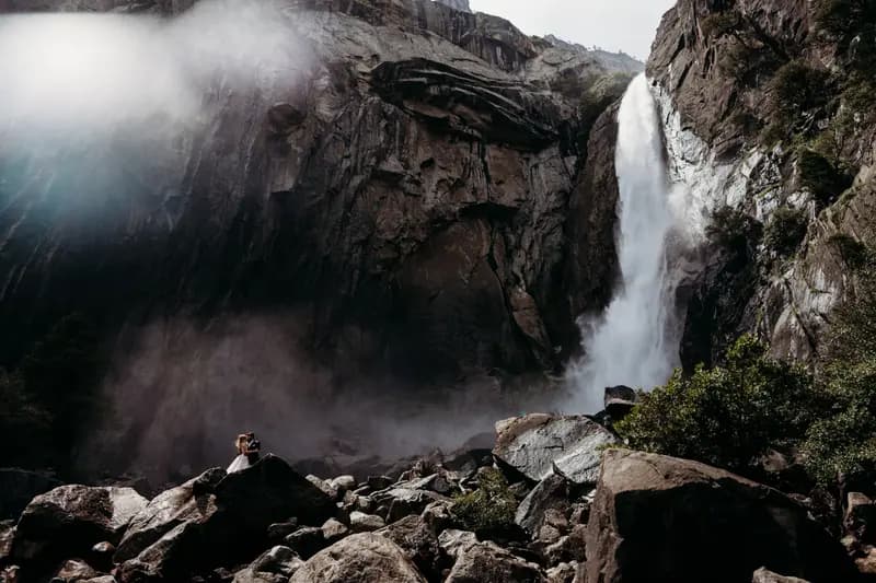 Epic wedding portrait, Yosemite landscape