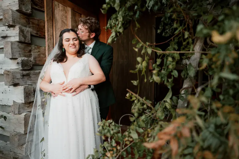 Intimate couples portrait, wedding day
