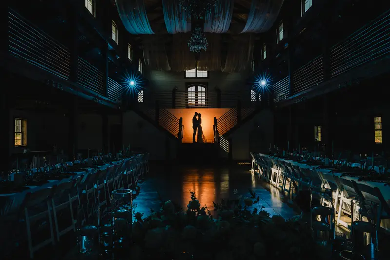 Cinematic wedding portrait, intimate moment