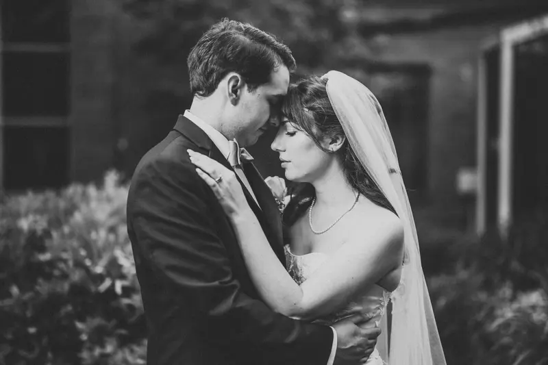 Wedding day couples portrait, intimate and directed