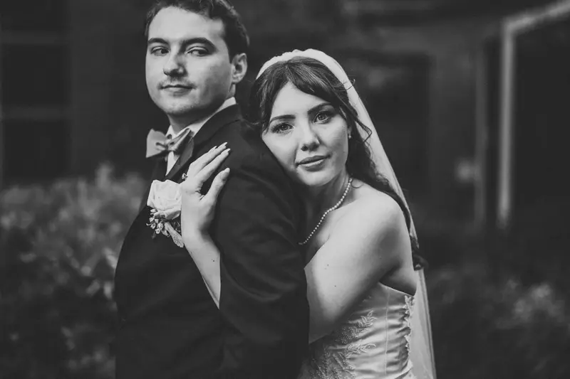 Wedding portrait with warm soft tones