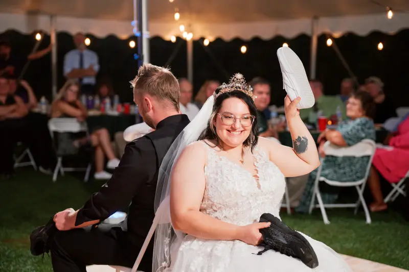 Wedding portrait with warm evening light