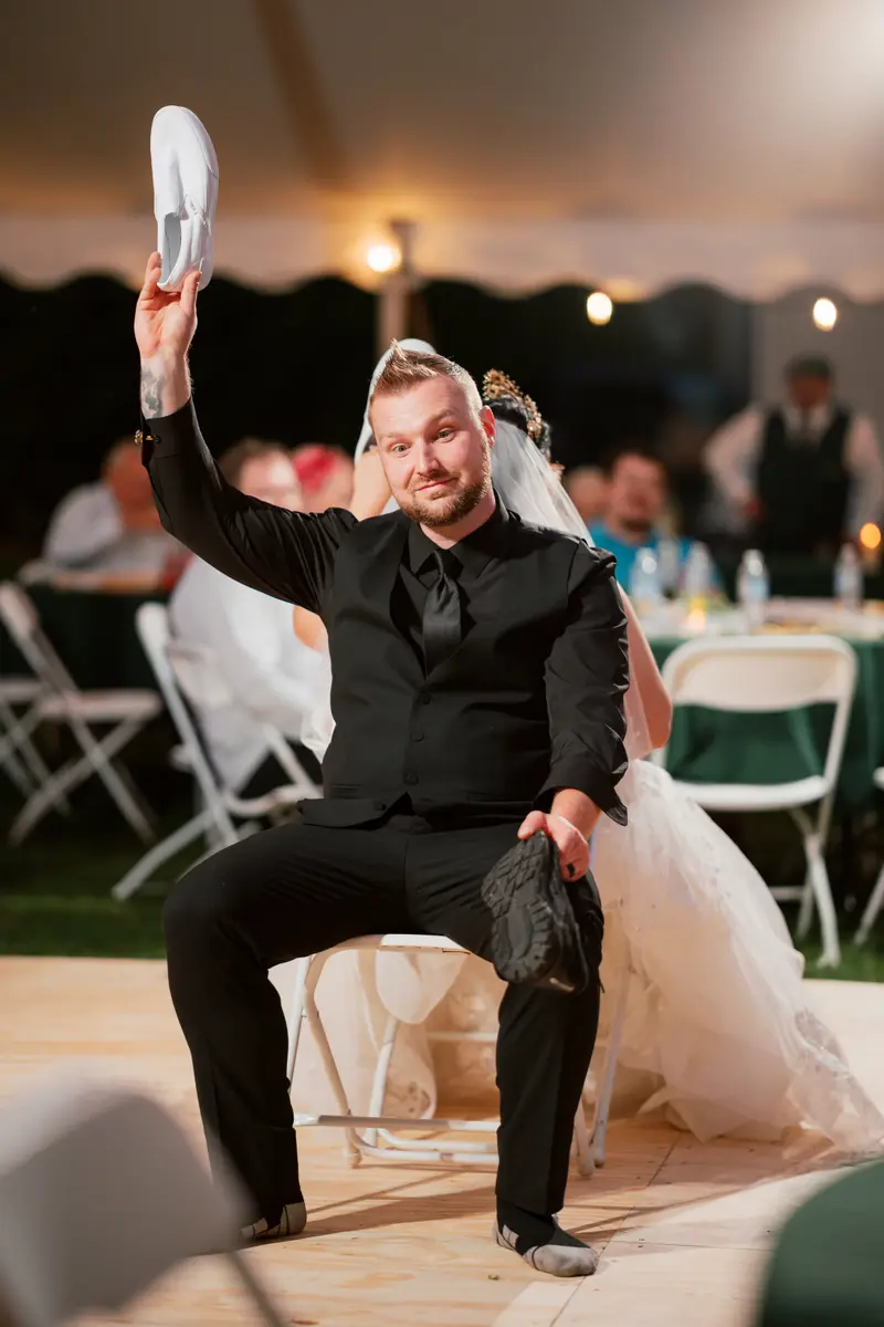 Wedding reception portrait, joyful moment