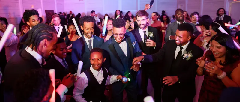 Cinematic wedding reception moment