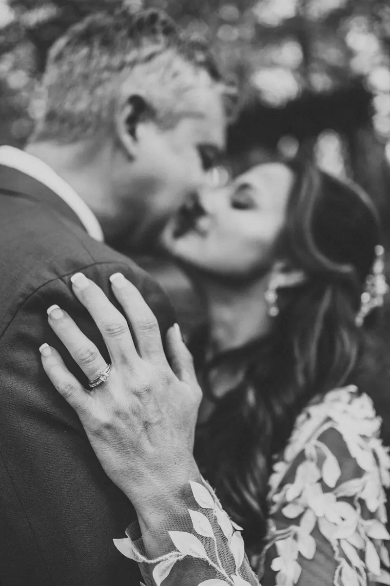 Wedding portrait, warmly lit and directed