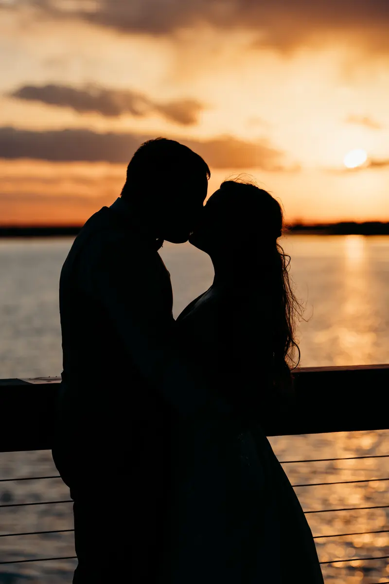 Wedding couples portrait with soft warm light