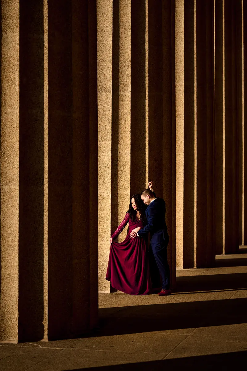 Engagement session with warm editorial light