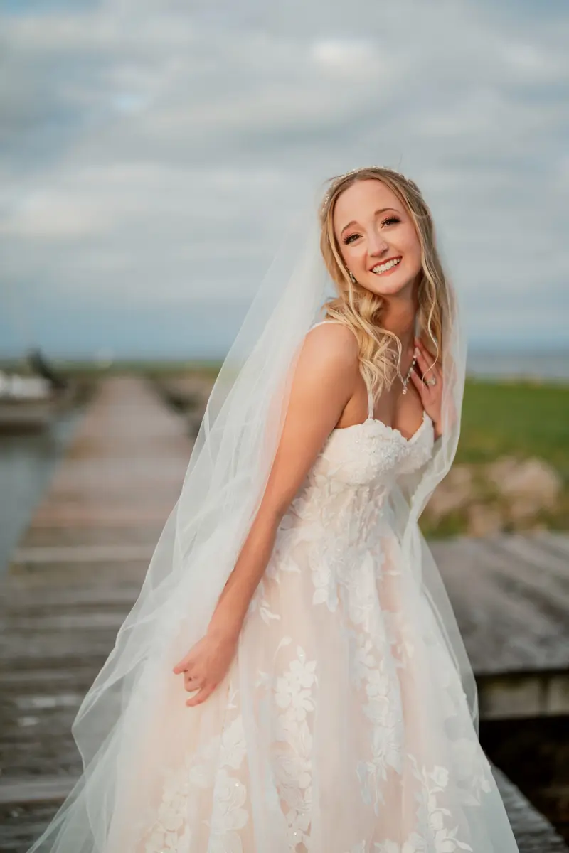 Wedding day portrait, joyful moment