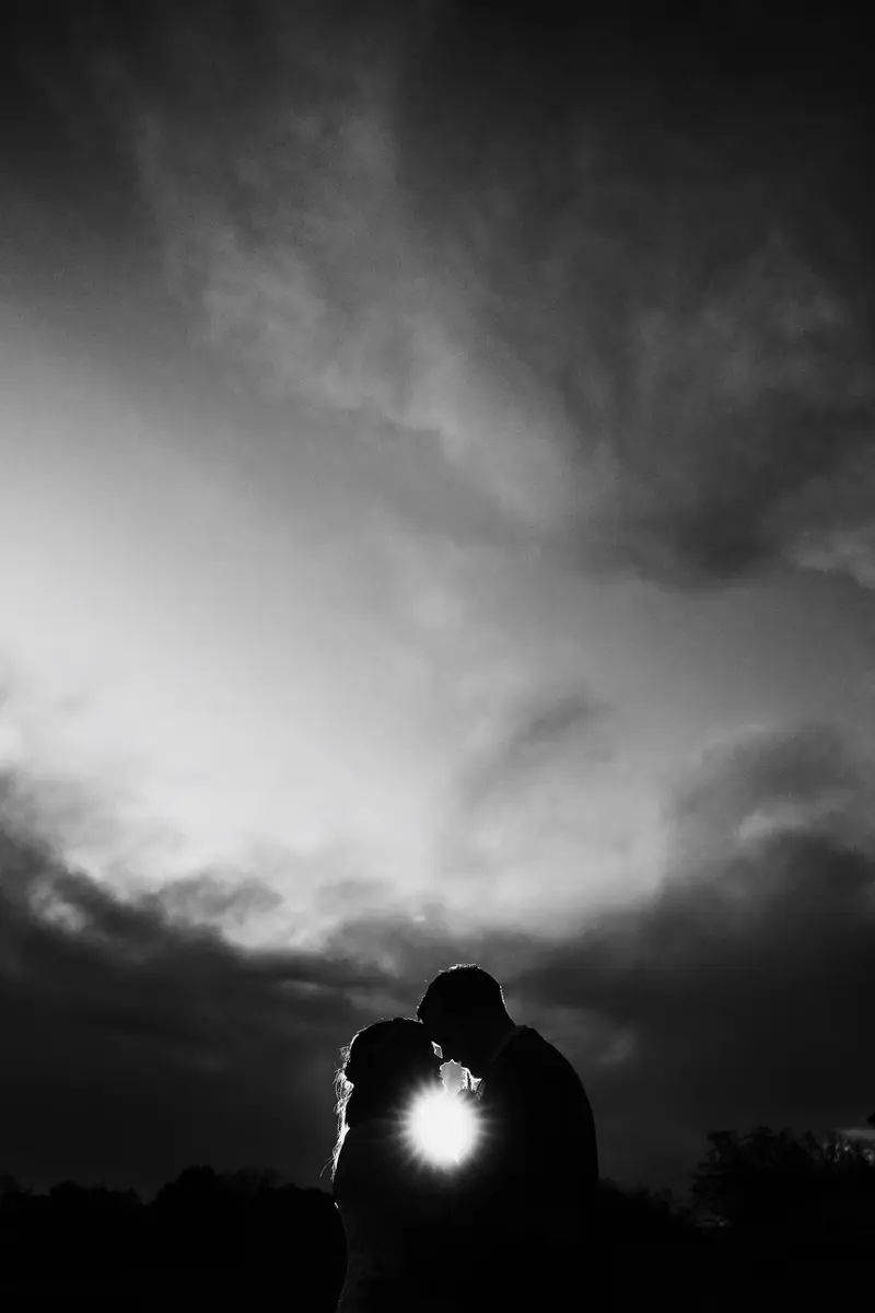 Wedding portrait with romantic outdoor setting